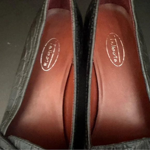 Talbots Women's Loafer Size 9 AA Slip On Flats Black Croc Buckle Strap Leather - Picture 7 of 9